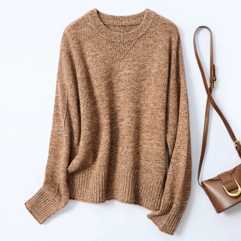 【100%绵羊毛】高阶时髦花纱厚实休闲简约圆领百搭羊毛衫   2065