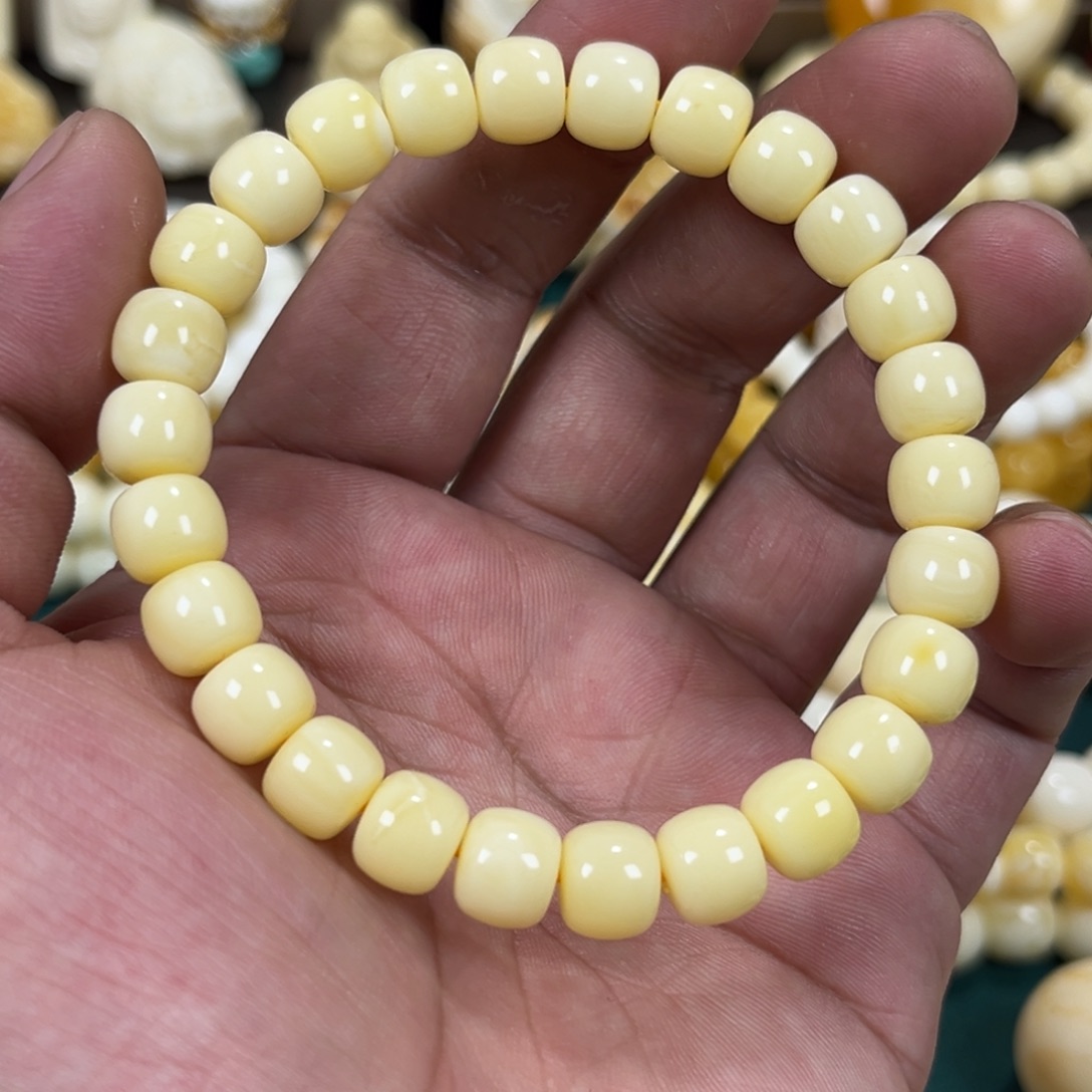 琥珀手链未镶嵌阿尔卑斯奶酪蜡老邢手串8.8mm