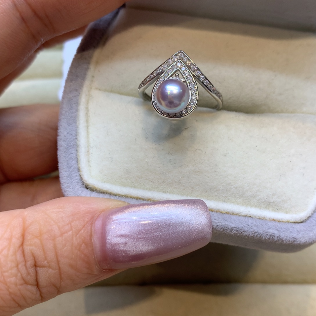 银S925镶嵌戒指海水珍珠