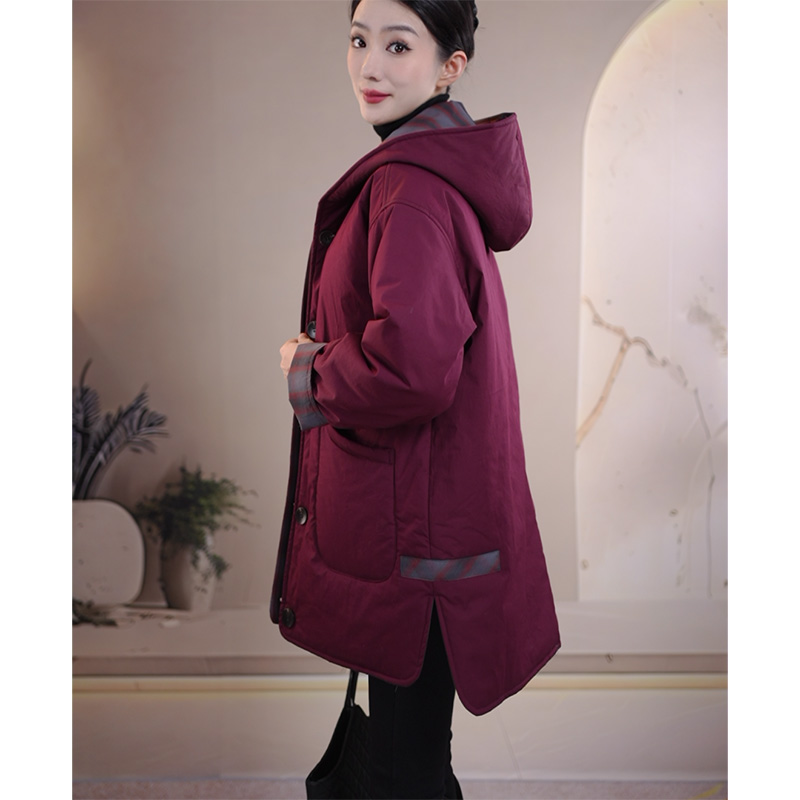 zfc7749连帽侧开叉两面穿外套前短后长中长款