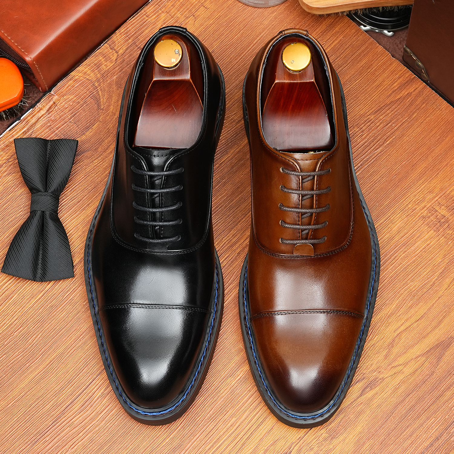 皮鞋男款2025新款商务正装结婚新郎牛津鞋英伦高级真皮三接头男鞋