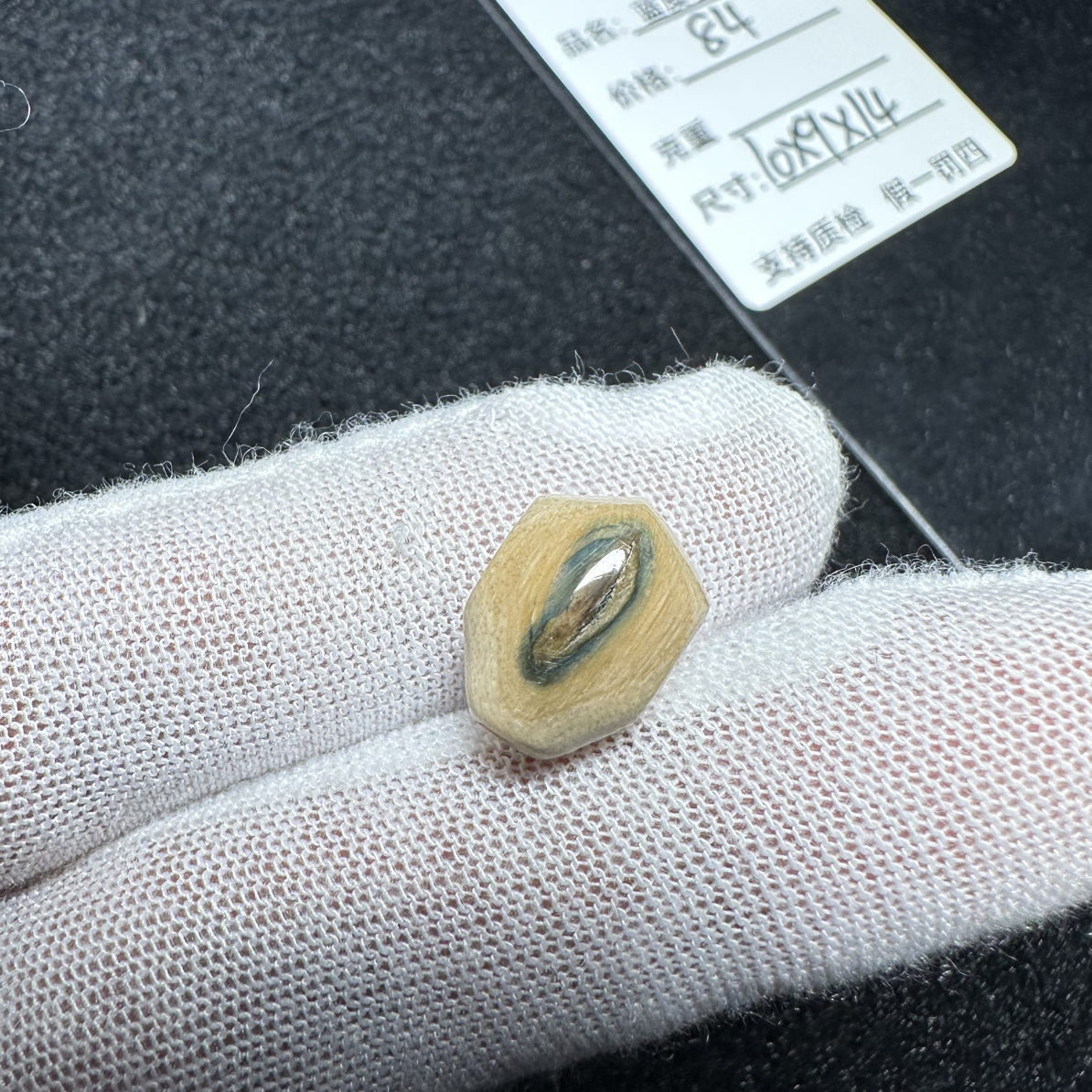 Q100天然猛犸象牙蓝皮鲨鱼背三通10*9*14mm
