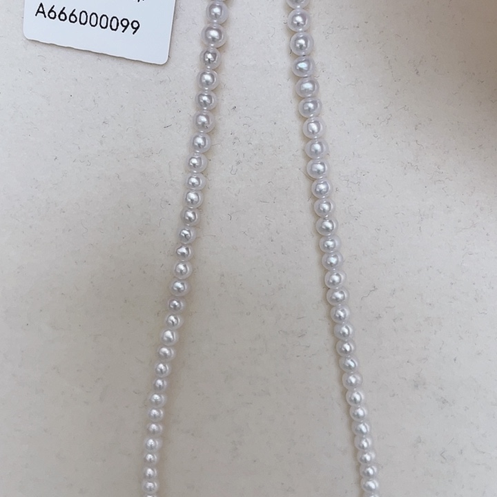 淡水珍珠银S925镶嵌颈饰3.5-4mm近圆冷白光金御札39+5厘米baby珠