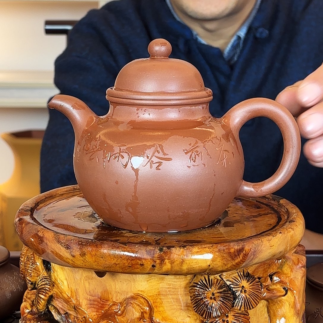 茶壶紫砂刘亚萍老师紫砂壶万峰刻绘