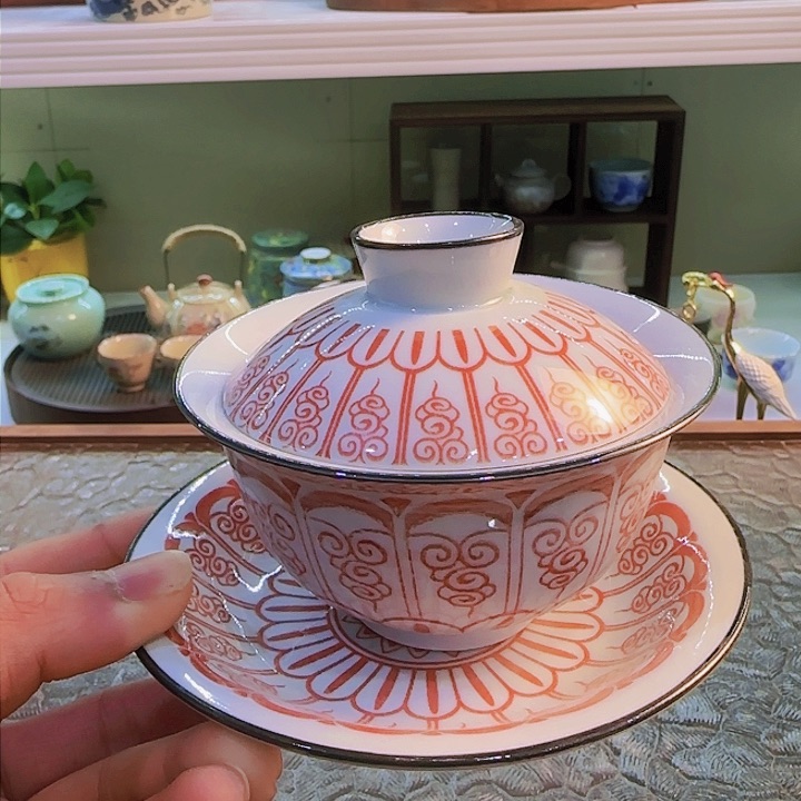 青花瓷器茶具茶叶罐玻璃杯