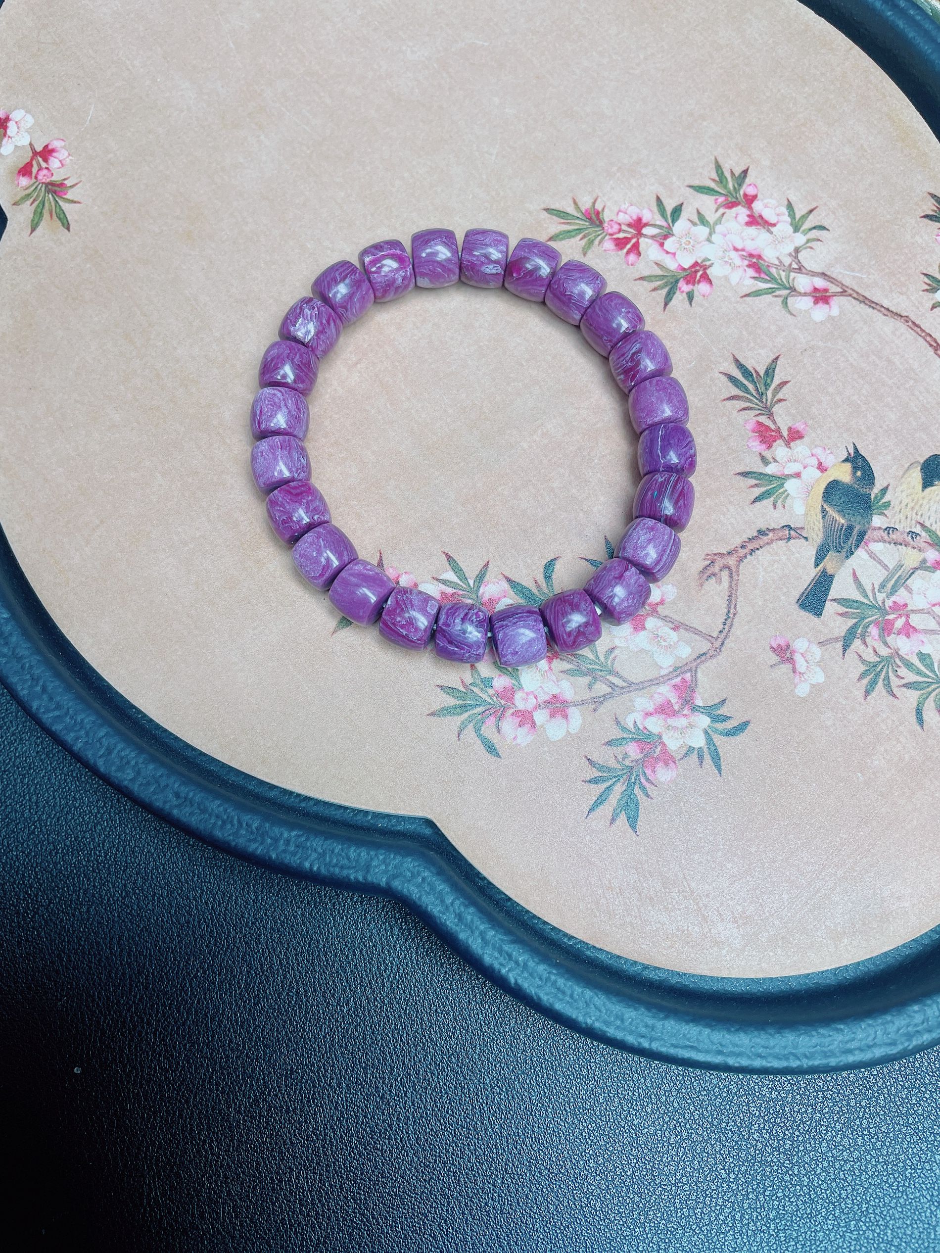 紫色近12mm老型龟背圆DIY手链Q1110