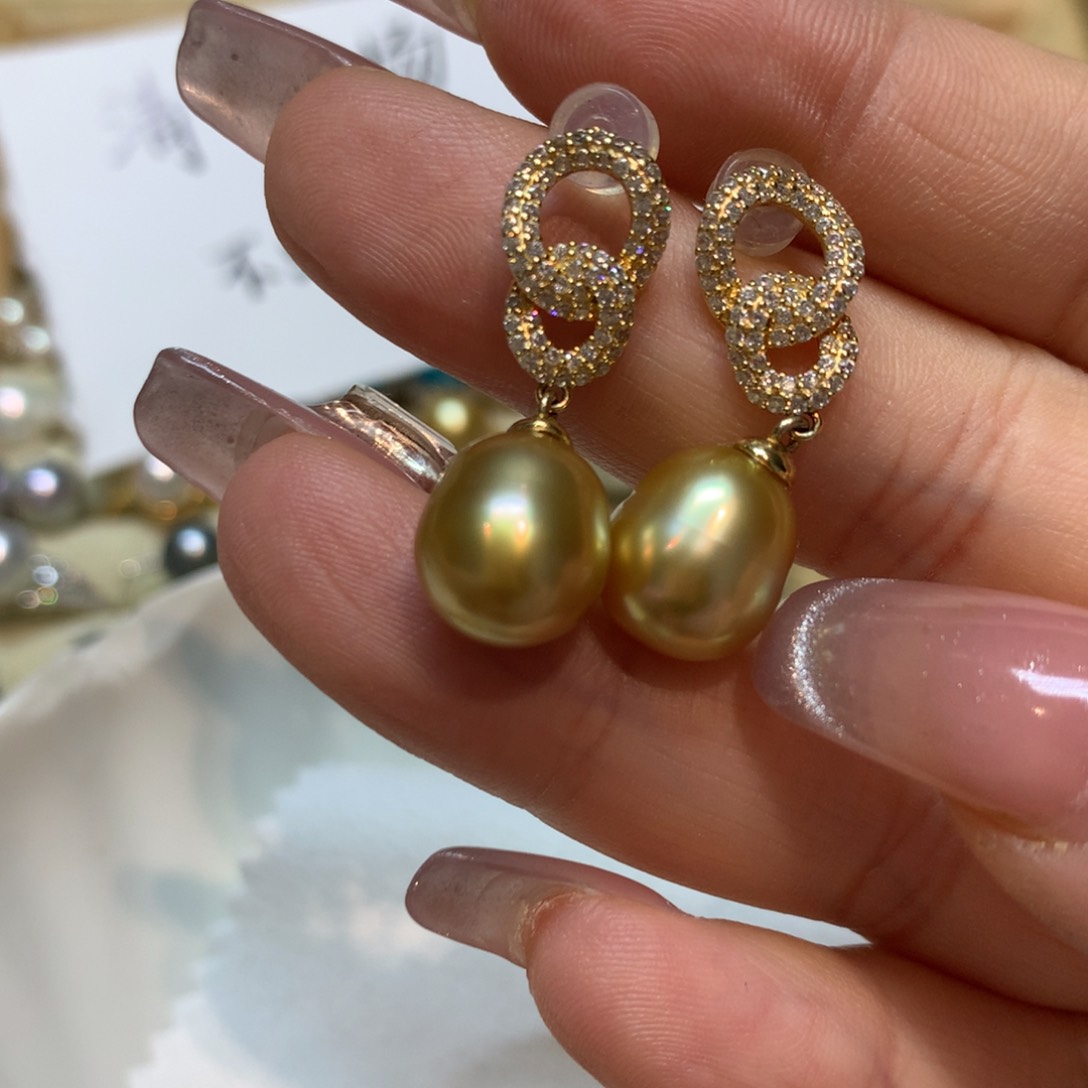 海水珍珠耳饰银S925镶嵌