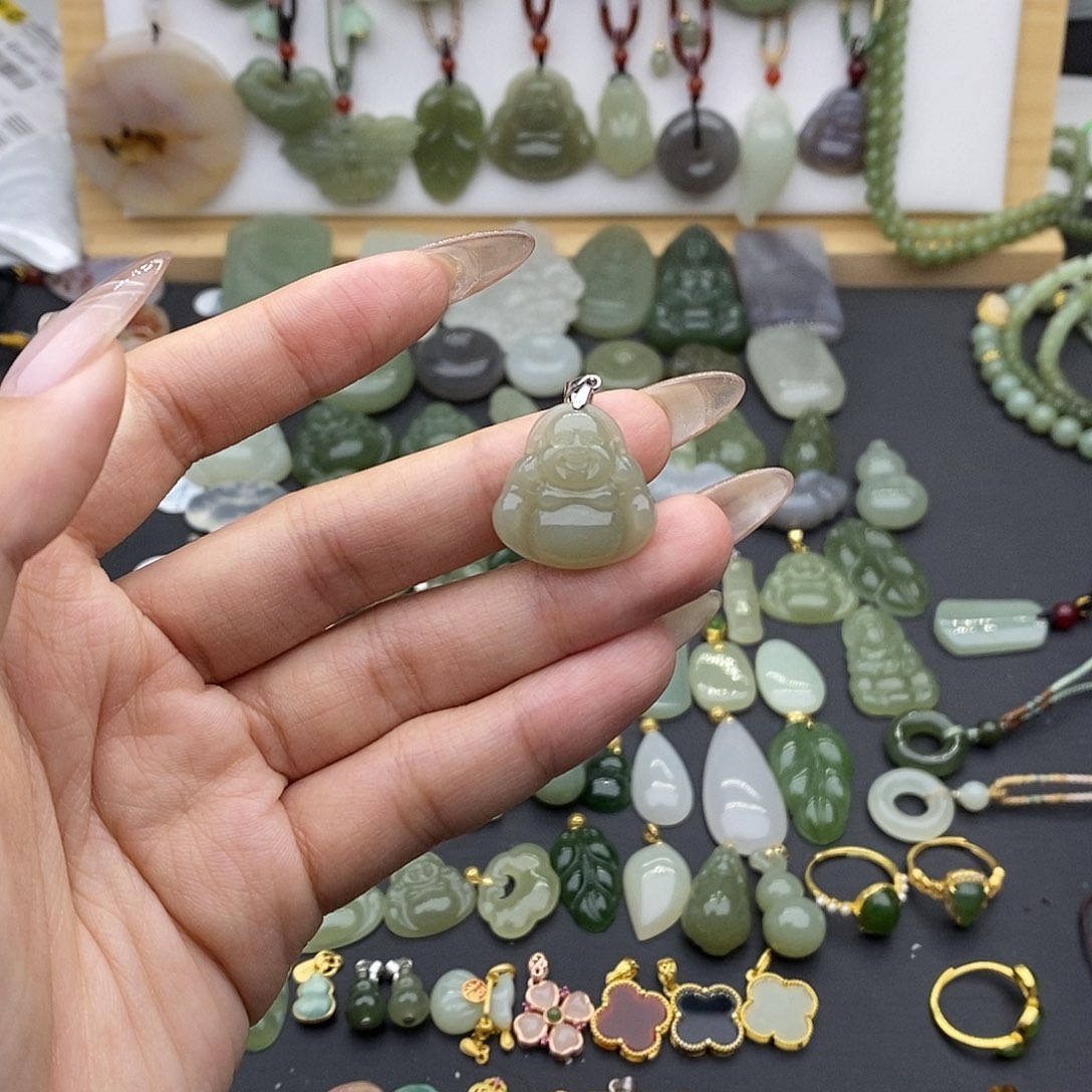 和田玉吊坠(不含链)银S925镶嵌