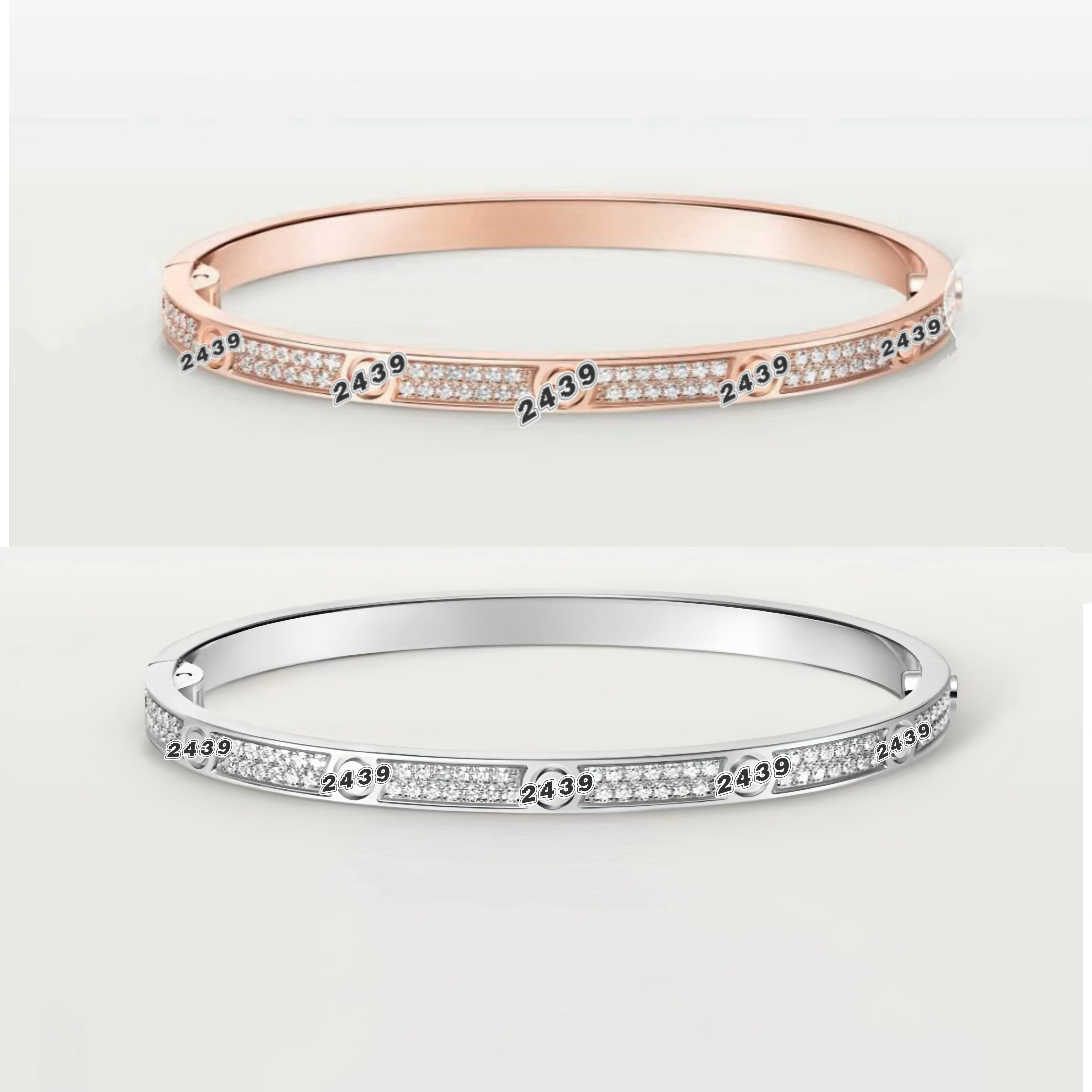 合金手镯 2439【满天星窄版】白富美标配镀白金满镶手镯