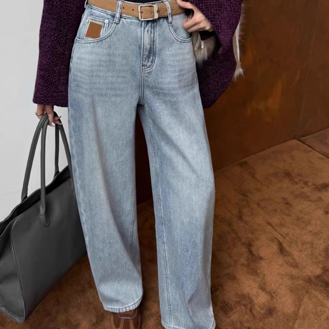 【云云精选】68689 冬季复合绒加厚弯刀牛仔裤