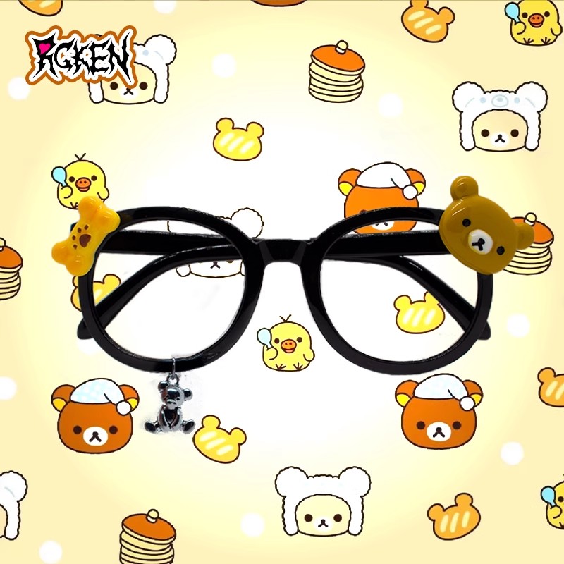 RGKEN如果可能 轻松熊眼镜框可爱装饰Y2K亚文化镜架无镜片日系