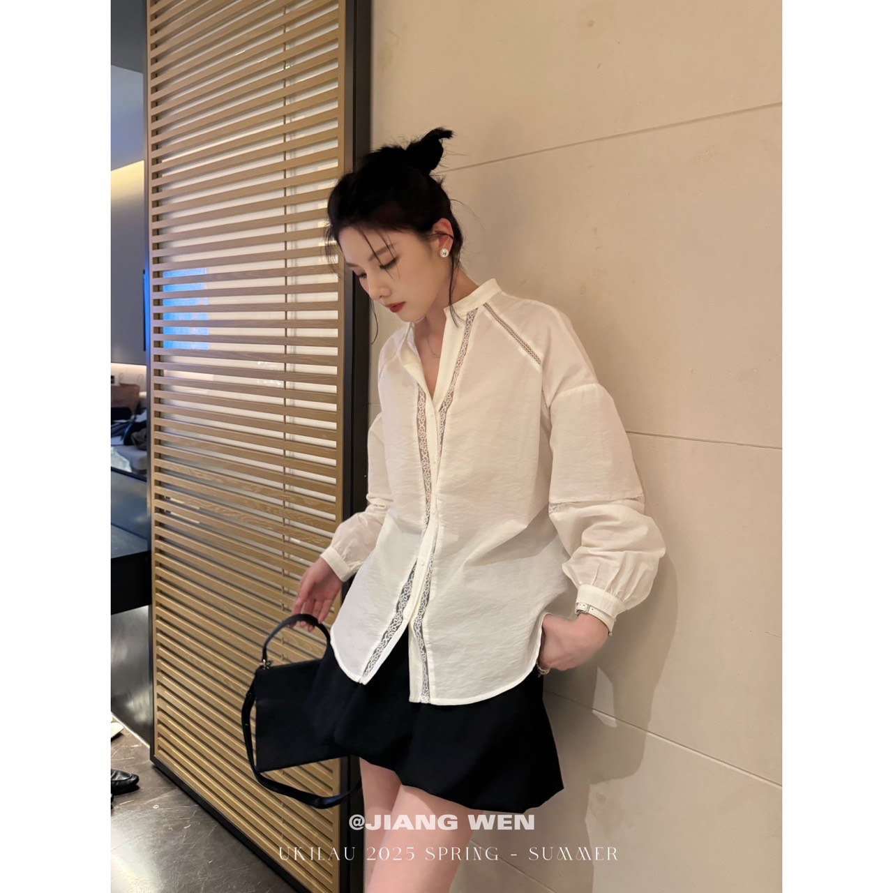 UKILAU【法式桔梗】复古法式蕾百搭白色镂空衬衫
