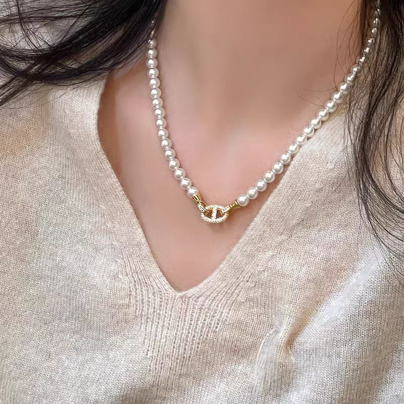 合金项链 简约白色珠珠项链614