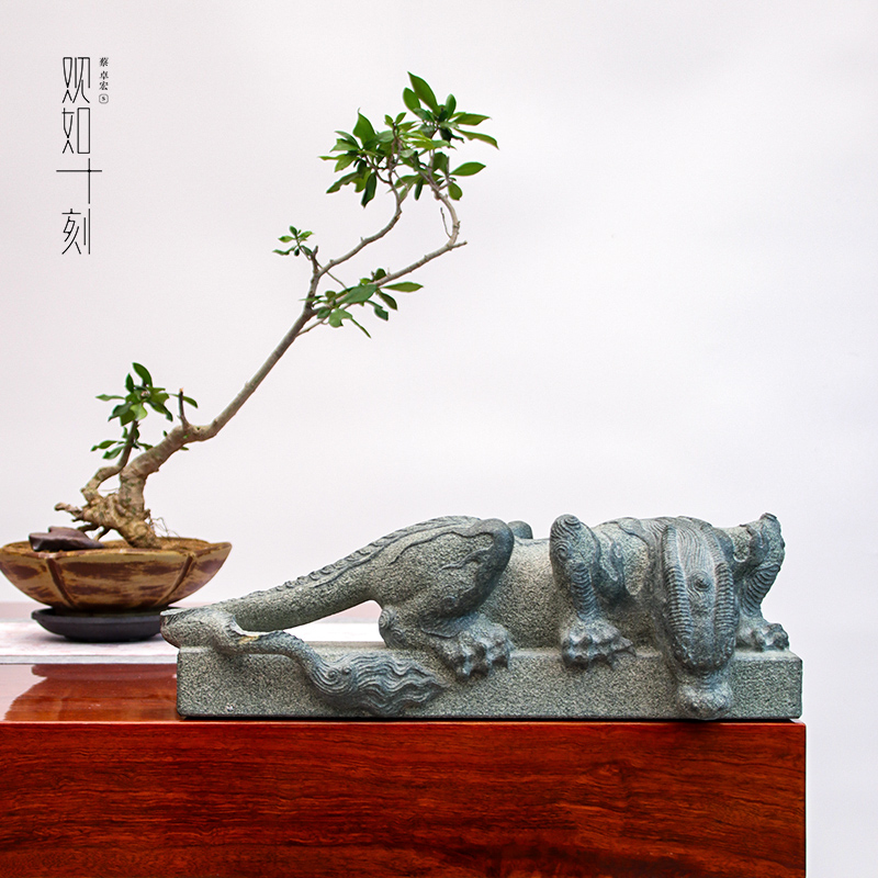 [镇水兽]观如十刻罗源青雕刻摆件玄关门厅桌面空间陈设艺术品装饰