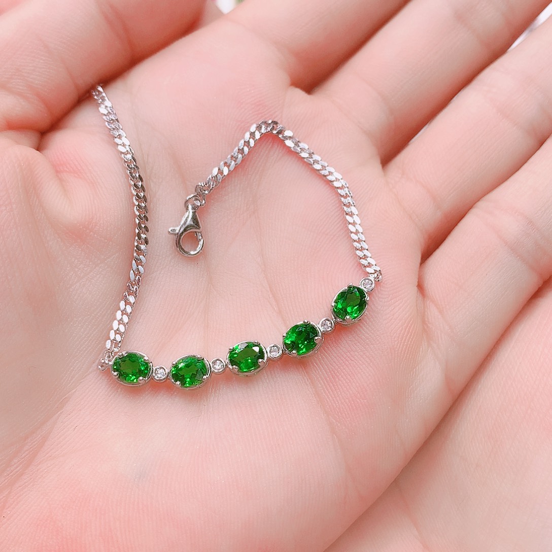 手链透辉石银S925镶嵌4✖️5