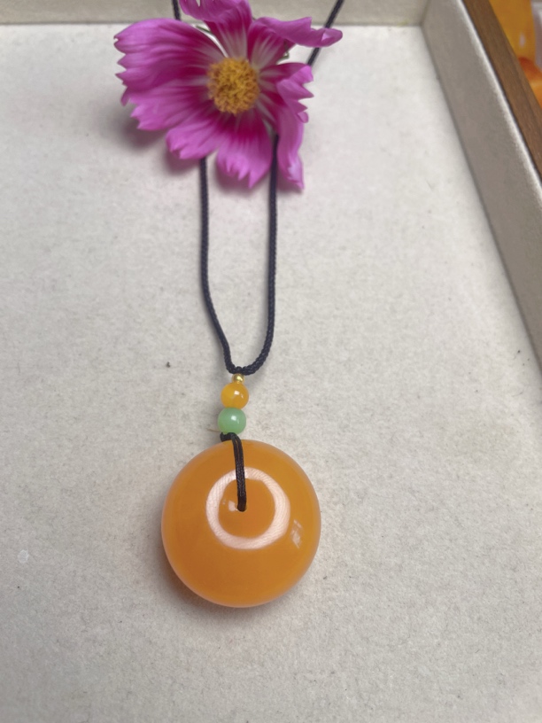 精品无事牌带花纹情侣款平安扣水滴项链平安扣吊坠编绳款