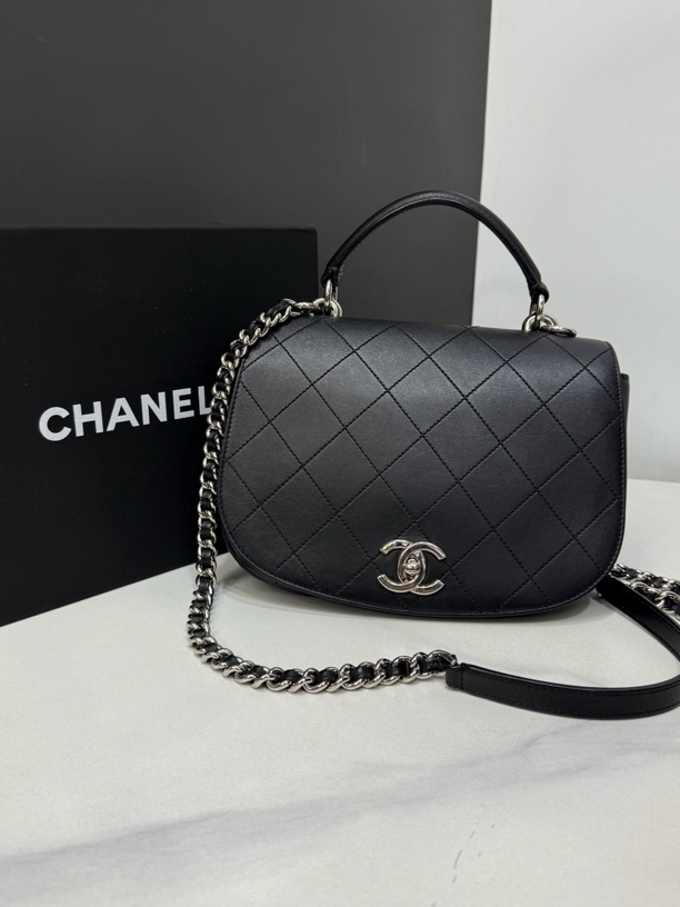 95新 Chanel/香奈儿 黑银南瓜包23开23Cm/0485013001