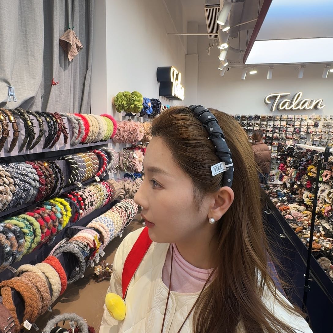 布艺非金属灰色波点发箍