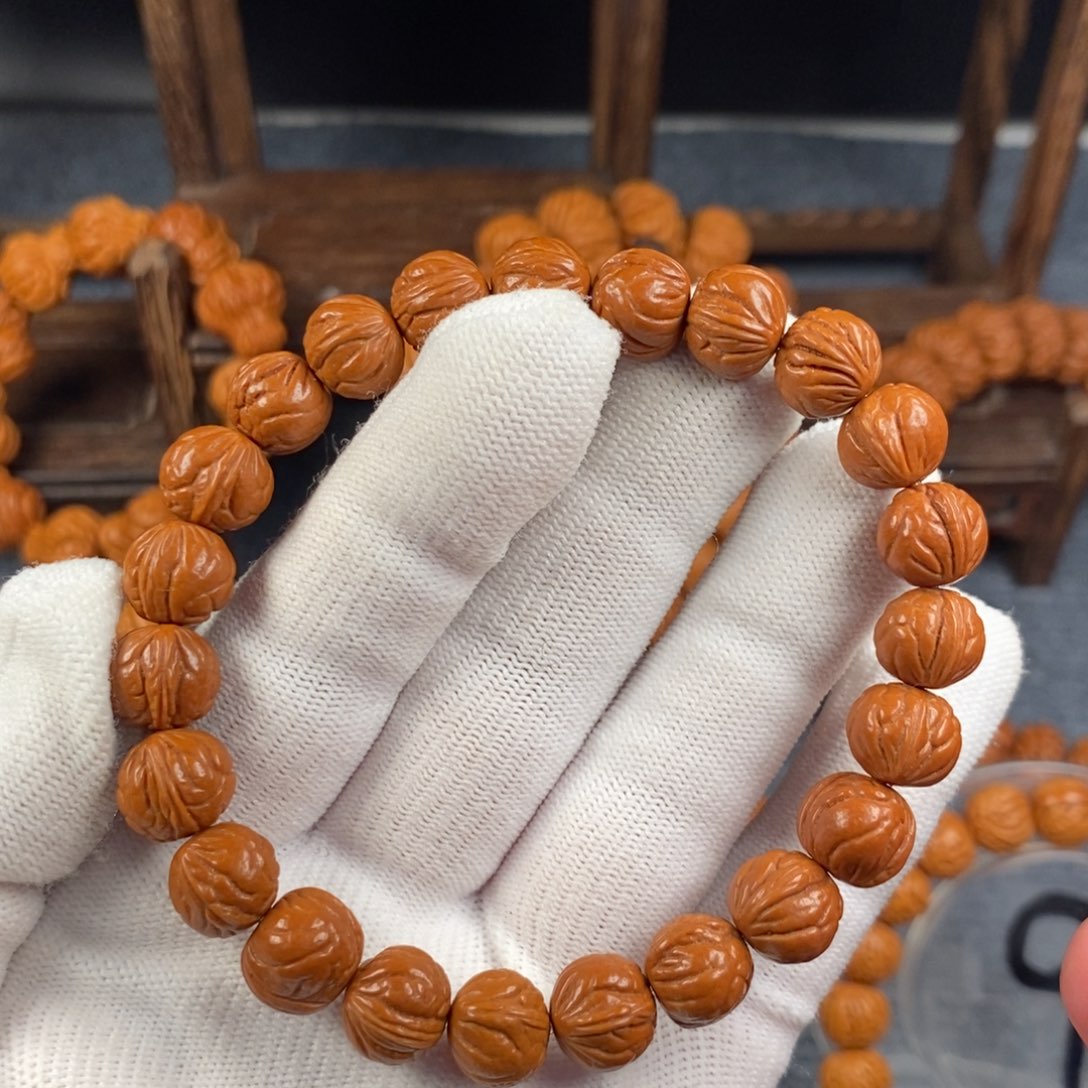 桃核手串鮃**鱳11z龙纹桃核手串