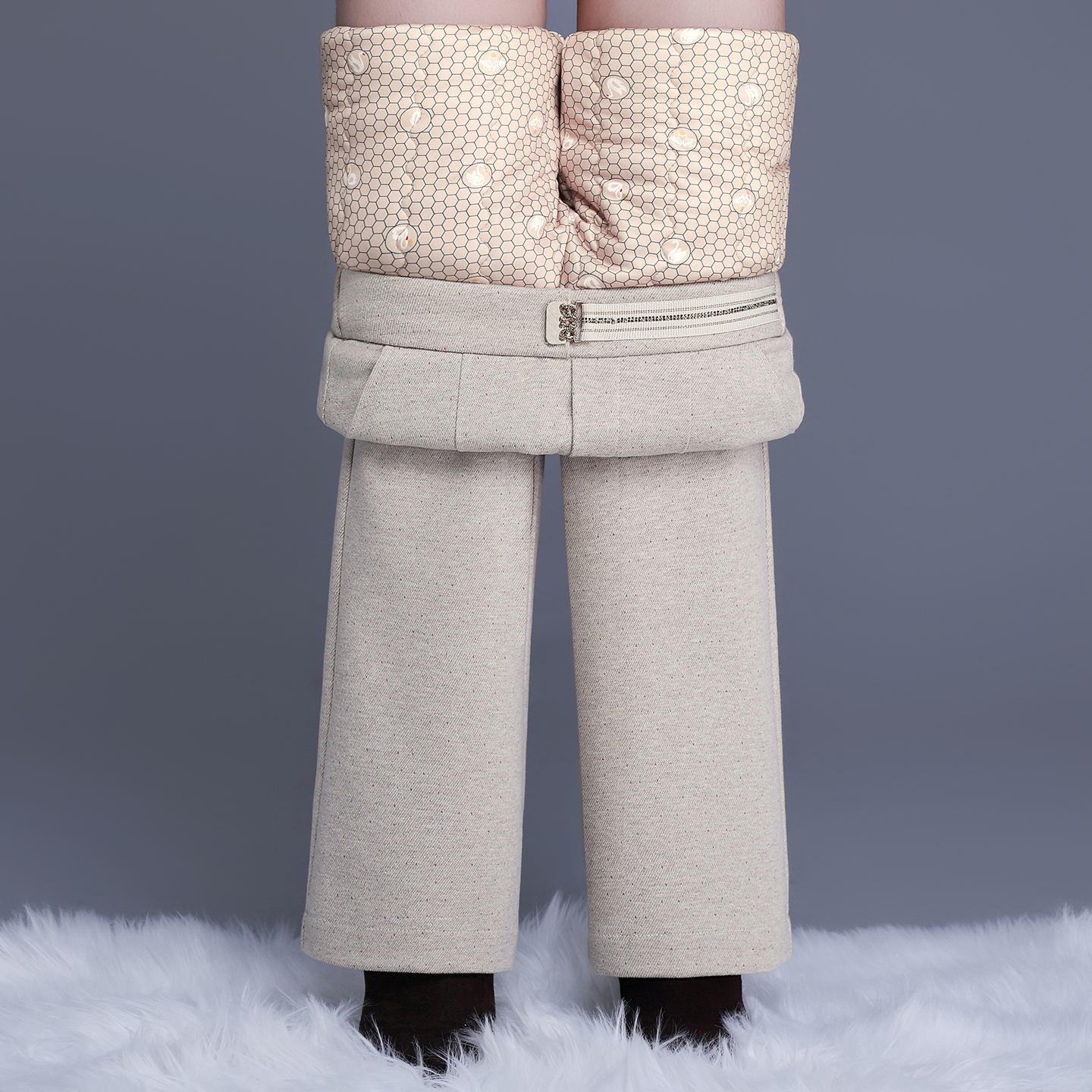 外穿保暖休闲棉裤时尚毛呢直筒裤阔腿裤高腰长裤显瘦加厚