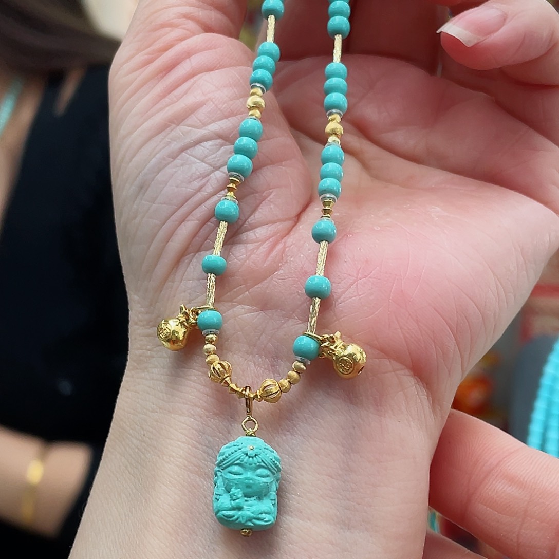 绿松石颈饰18K金镶嵌