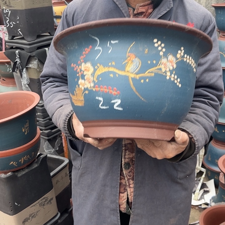 紫砂紫砂花盆和小