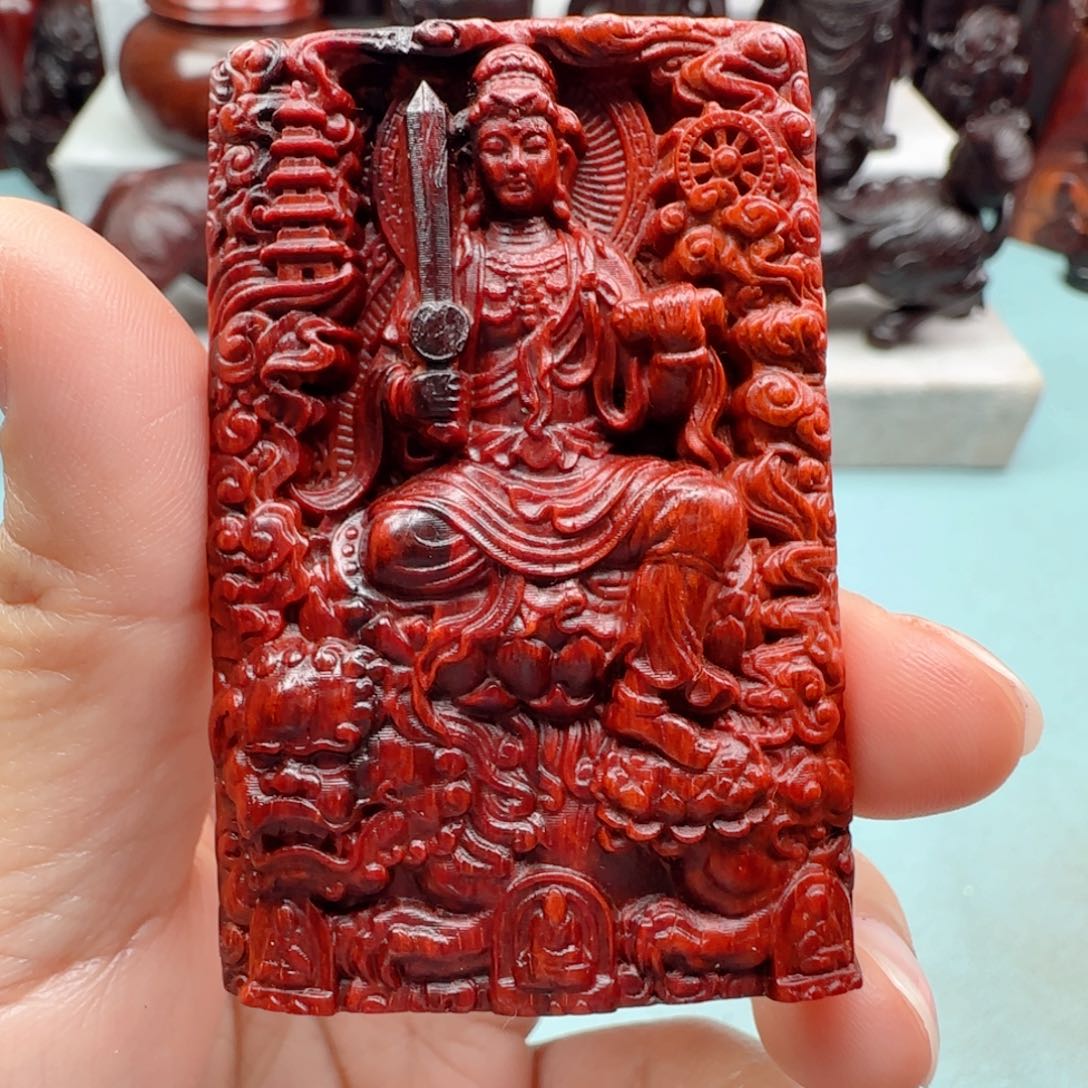 小叶紫檀把件文殊菩萨