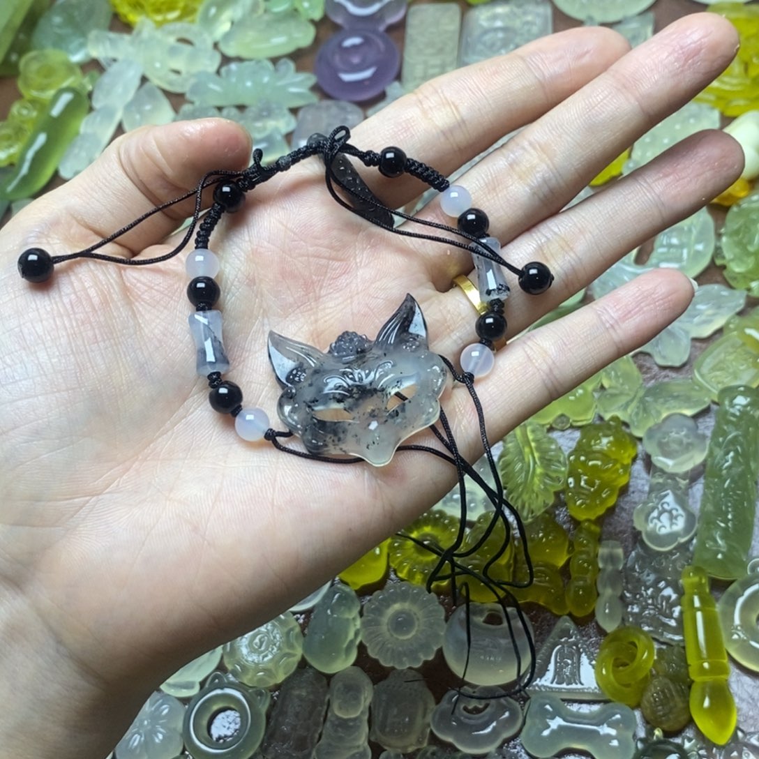 蛇纹石玉合金项链