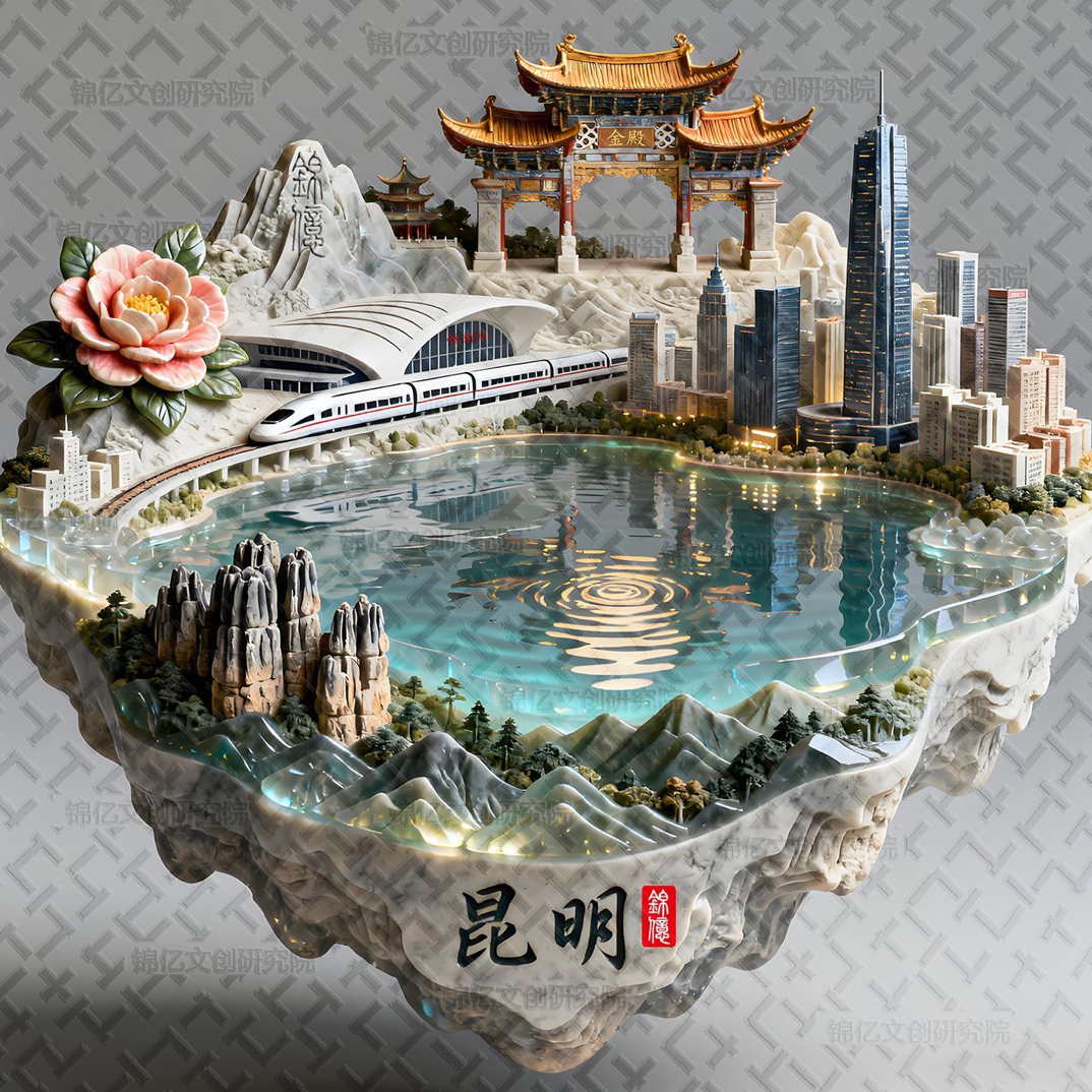 昆明金属冰箱贴立体浮雕云南旅游景点纪念品滇池伴手礼送朋友礼物