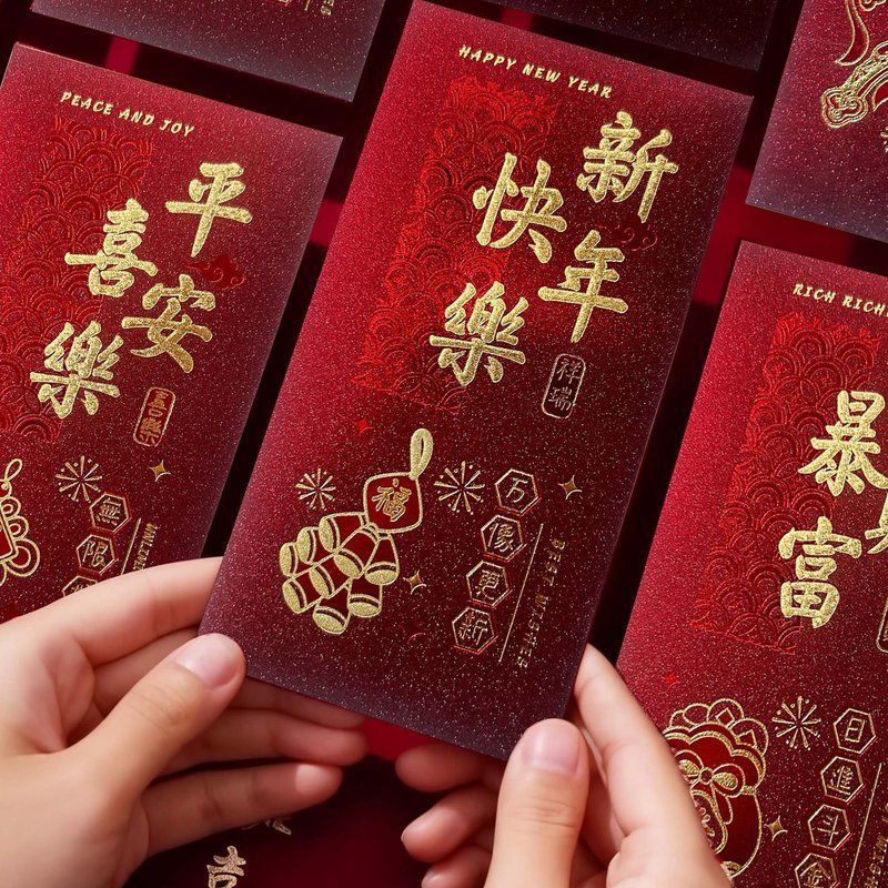 马年压岁卡通2026利是厚款百元红包包红包金葱创意封生肖新年千