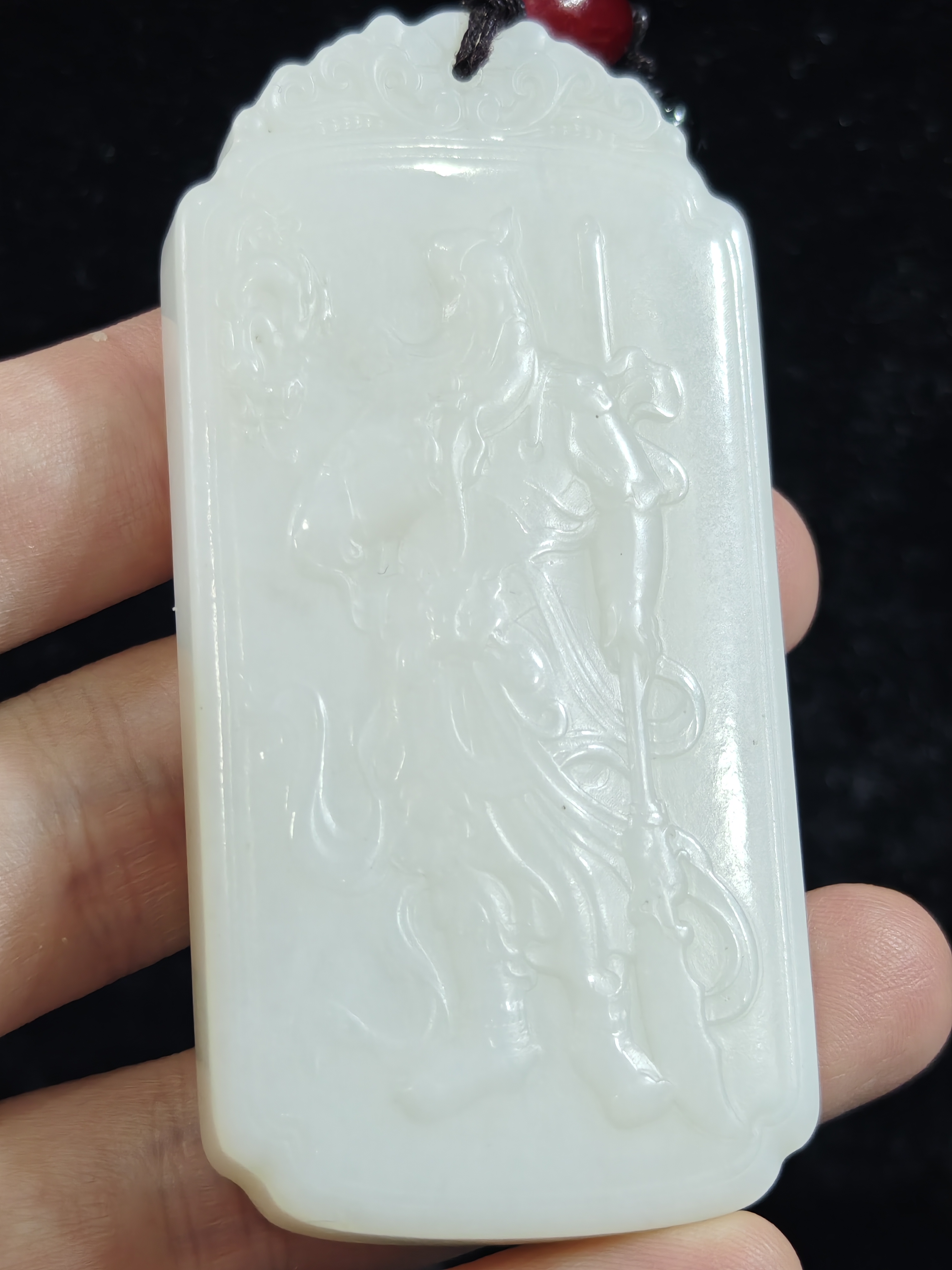 旧藏天然和田玉关圣帝君玉牌挂件吊坠配饰83克80*40*10mm