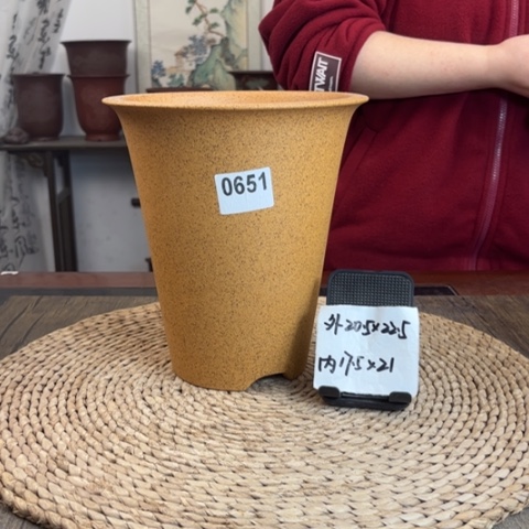 紫砂花盆柴烧圆斗笠兰盆0651