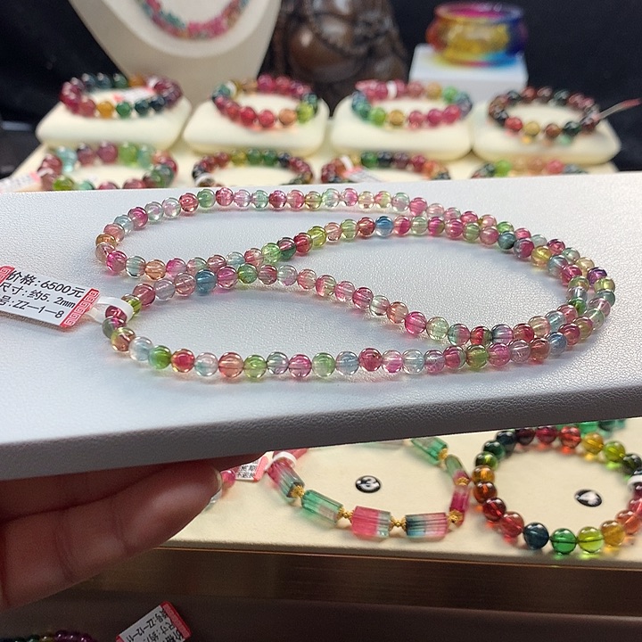 西瓜碧玺手链未镶嵌西瓜5.2mm