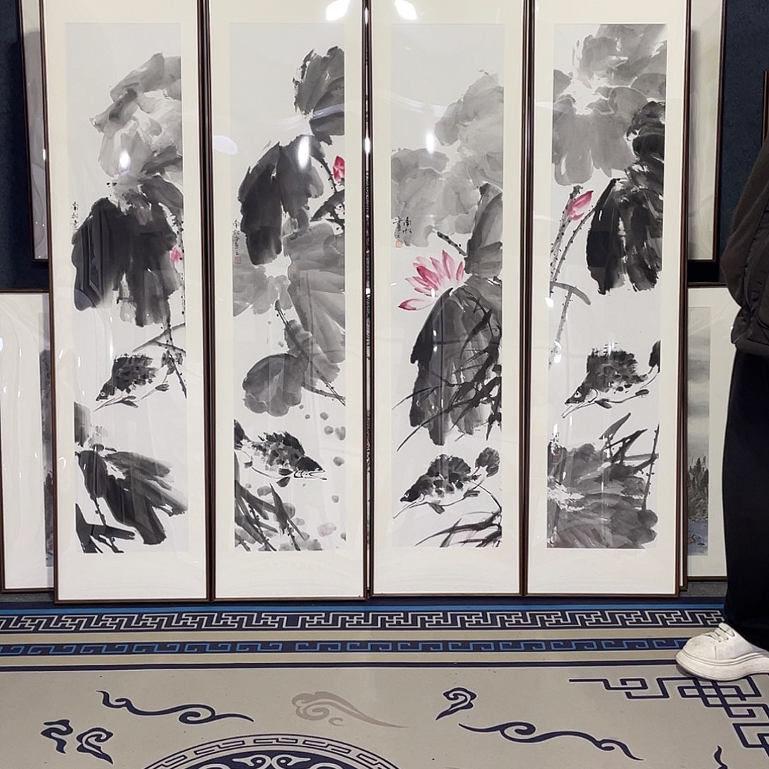 国画手绘画作品带框