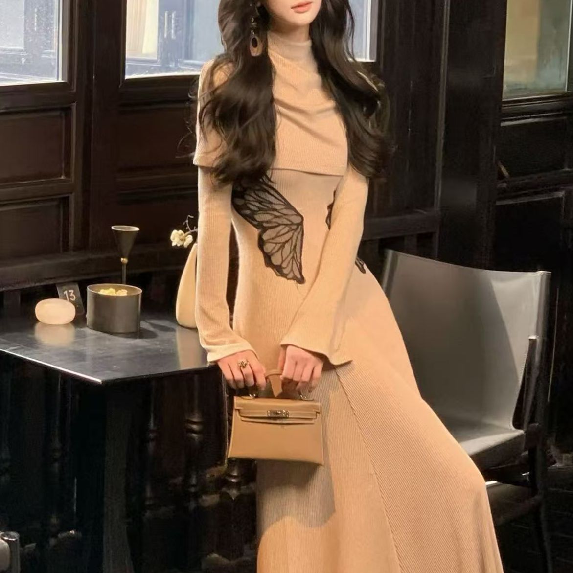 沐沐家 蝴蝶腰步步生莲收腰显瘦大长裙3003