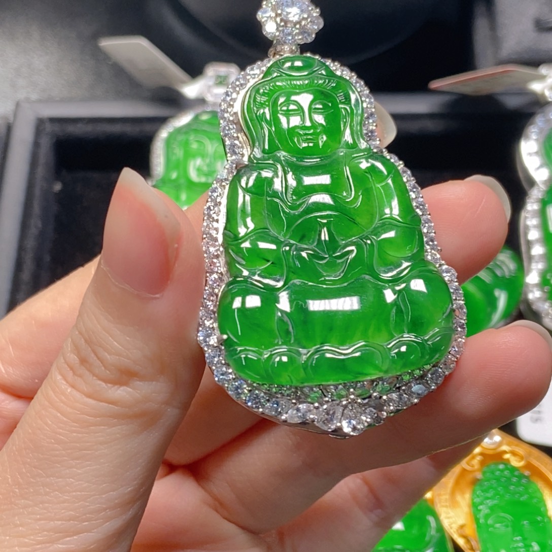 翡翠银S925镶嵌吊坠(不含链)