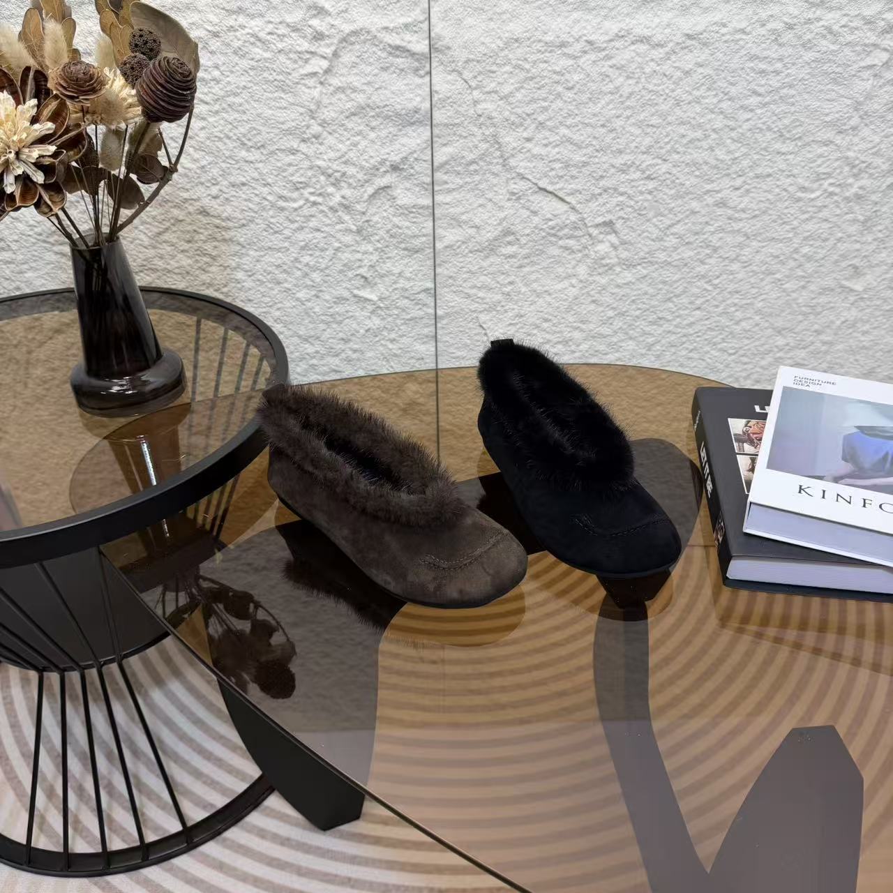 2025冬季新款防滑圆头法式浅口平底休闲百搭复古真皮女鞋单鞋5086