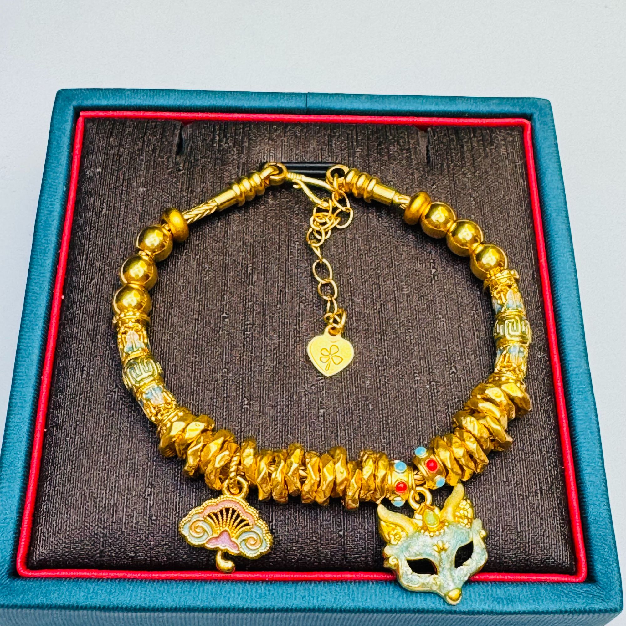 22#足金999 盘缠 狐狸面具手链 【赠合金链】