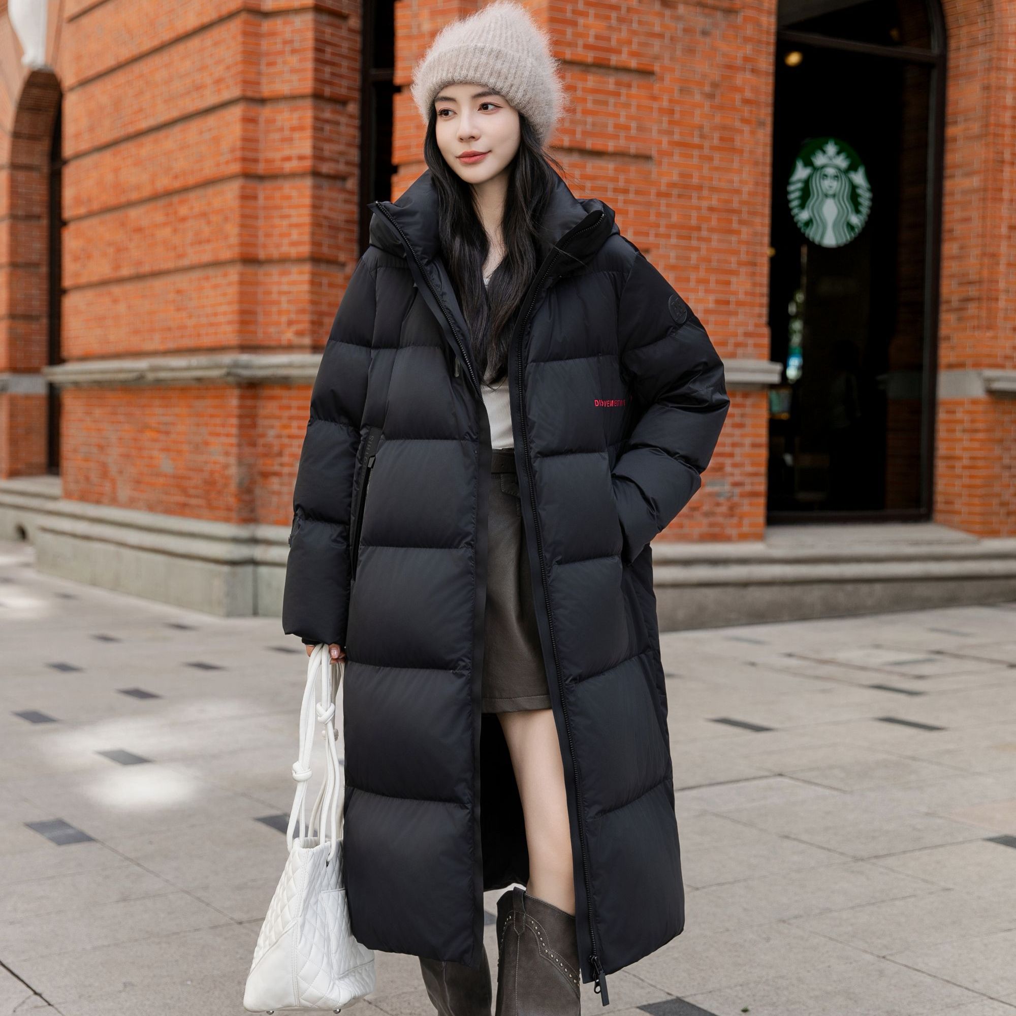 【李美丽kimi专属】极简羽绒服女长款连帽宽松加厚保暖外套25892