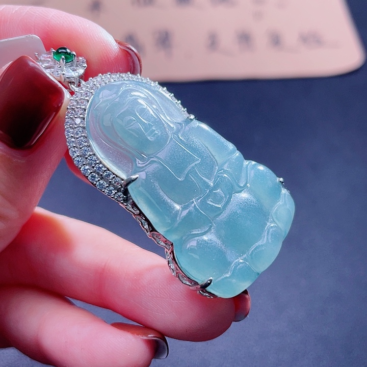 翡翠吊坠(不含链)银S925镶嵌