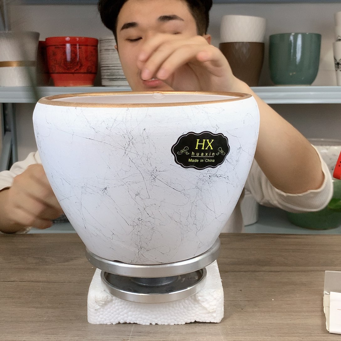 红陶飞丝大理石纹理花盆20x17一个花盆