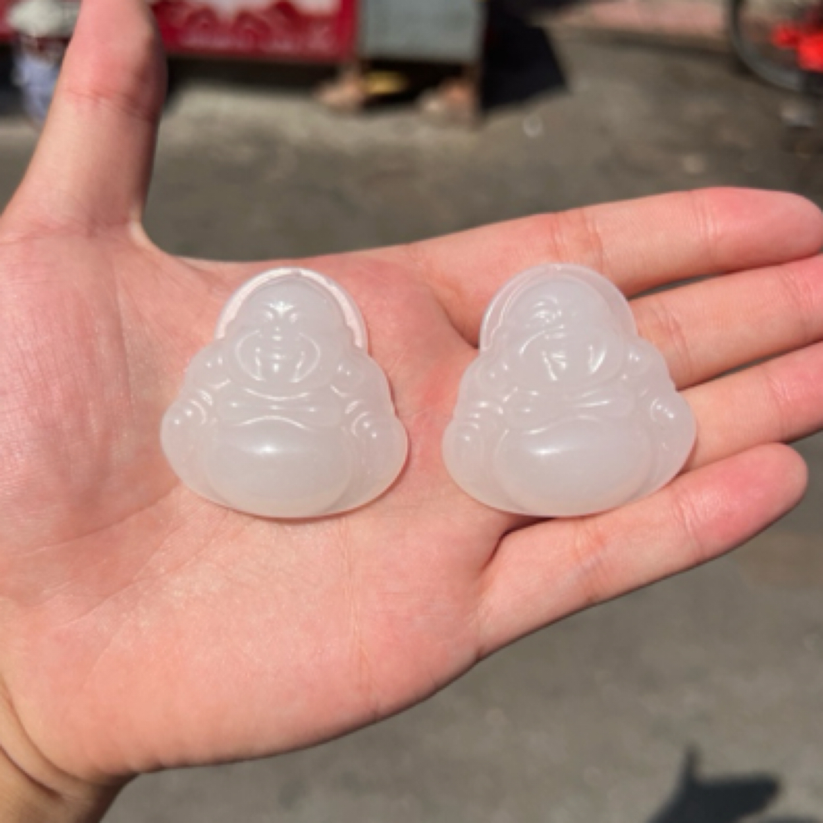 【宝石光45佛公】新疆天然玉石宝石级白冰底佛公多样性拍一发一