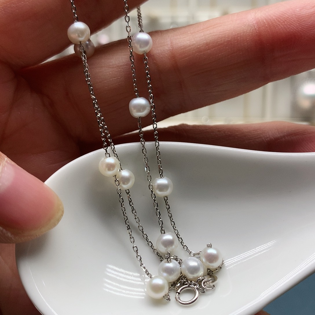 淡水珍珠银S925镶嵌颈饰