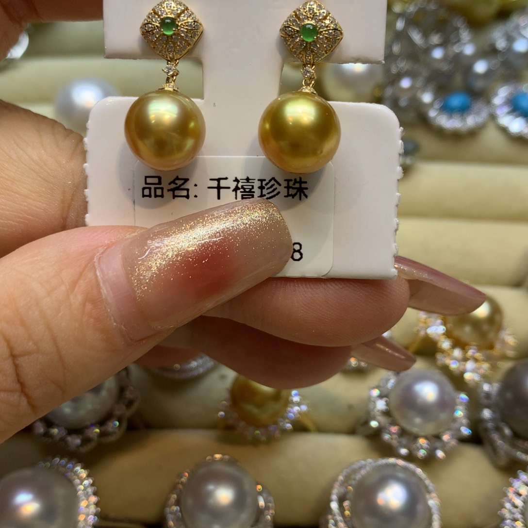 银S925镶嵌耳饰海水珍珠