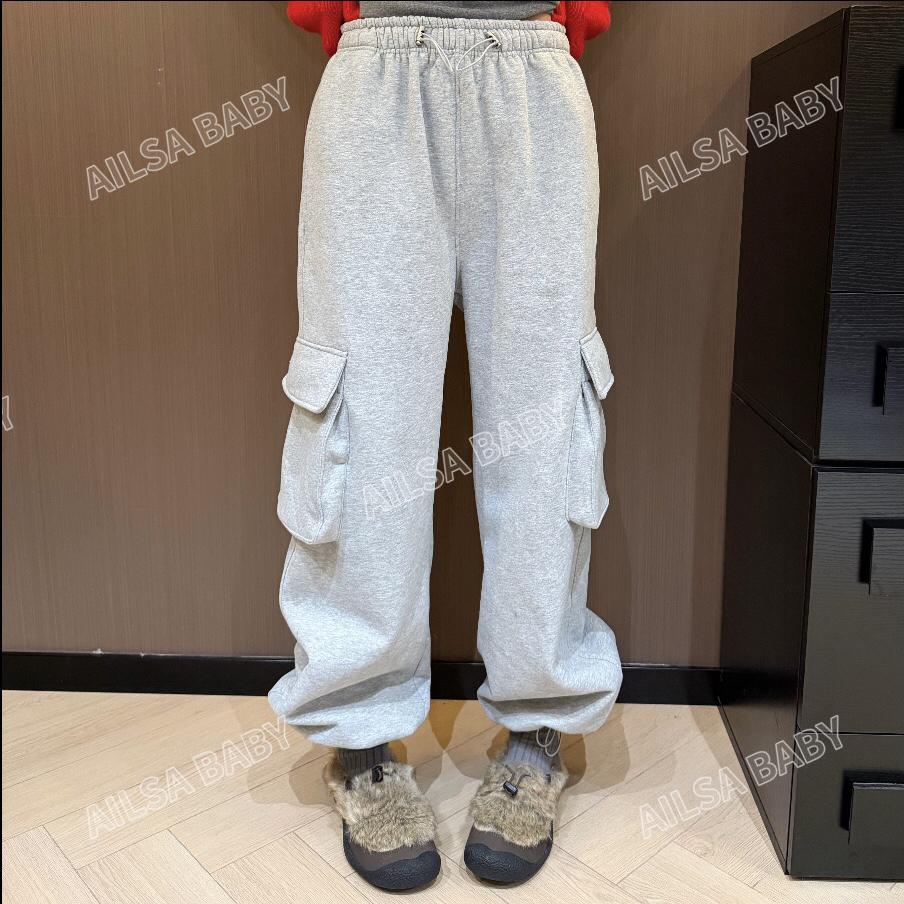 【AILSA BABY】（加厚绒）欧货松紧腰裤脚可抽绳加绒工装卫裤/112601A