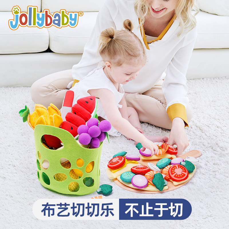 jollybaby过家家布艺毛绒玩具水果切切乐系列水果款
