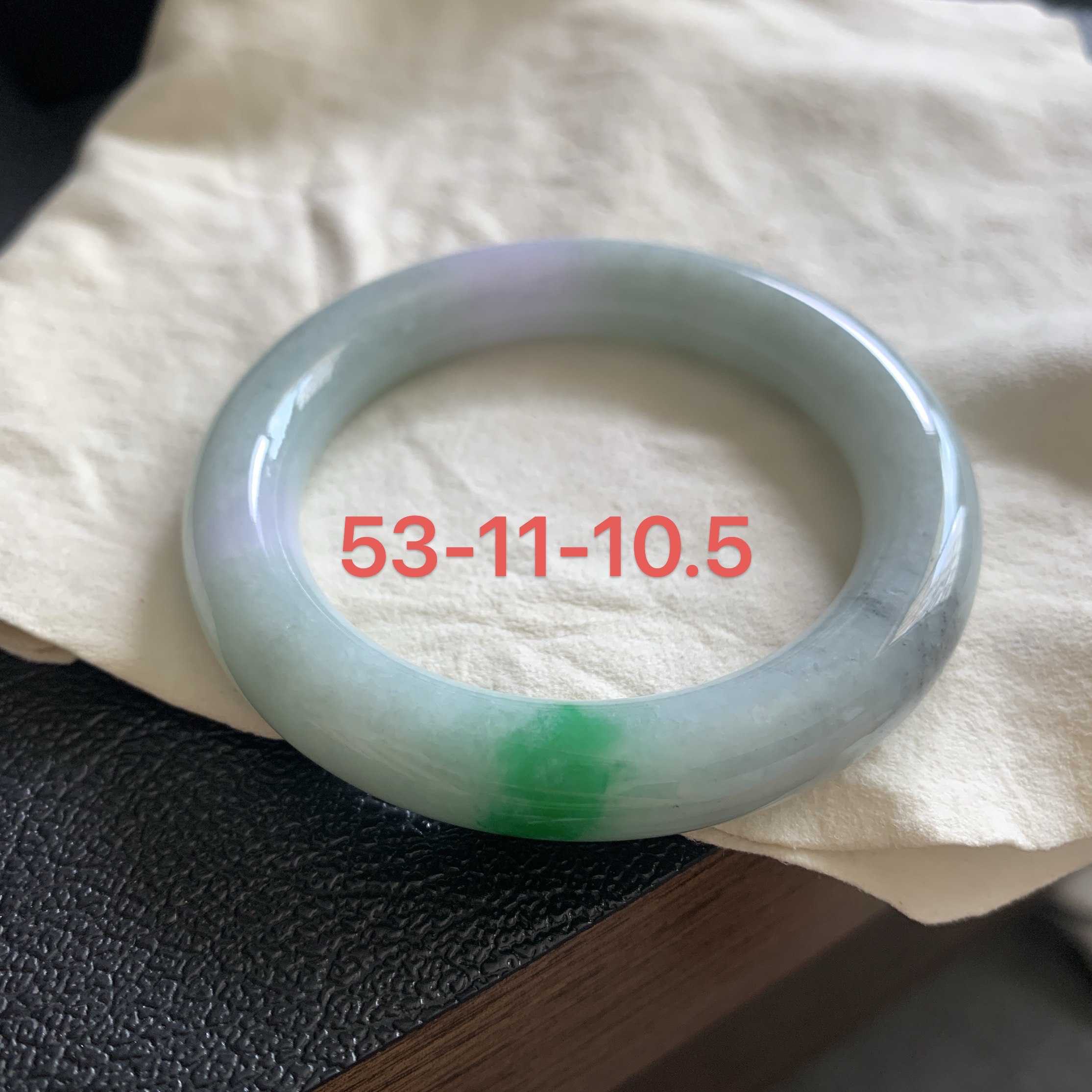 【拍前联系】53圆条缅甸天然A货翡翠手镯
