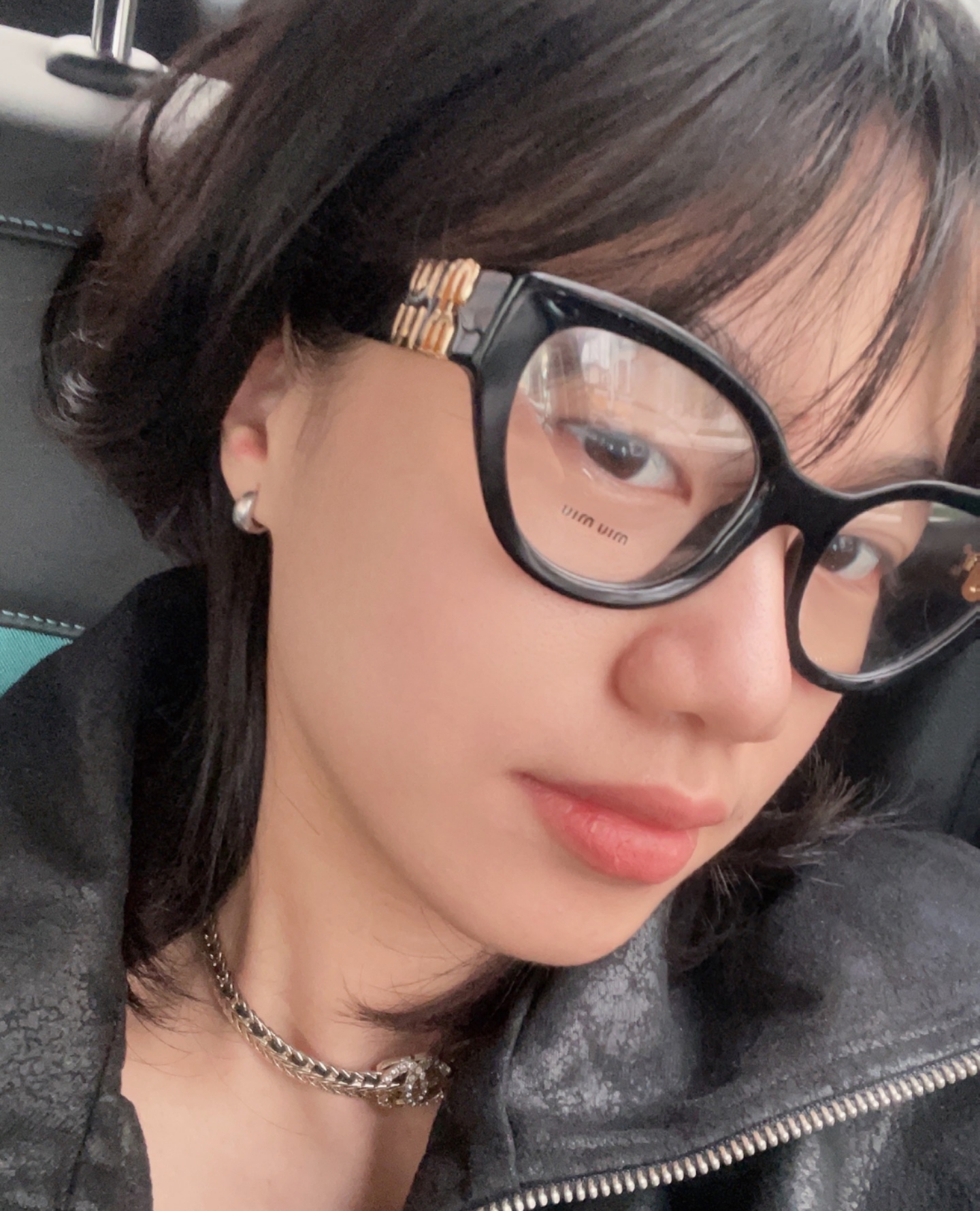 未使用 MIU MIU/缪缪 镜腿Logo 猫眼 光学镜架 女款 黑色