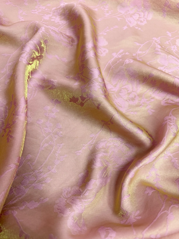 粉金海棠 人丝浮光锦 时尚国风新中式服装面料