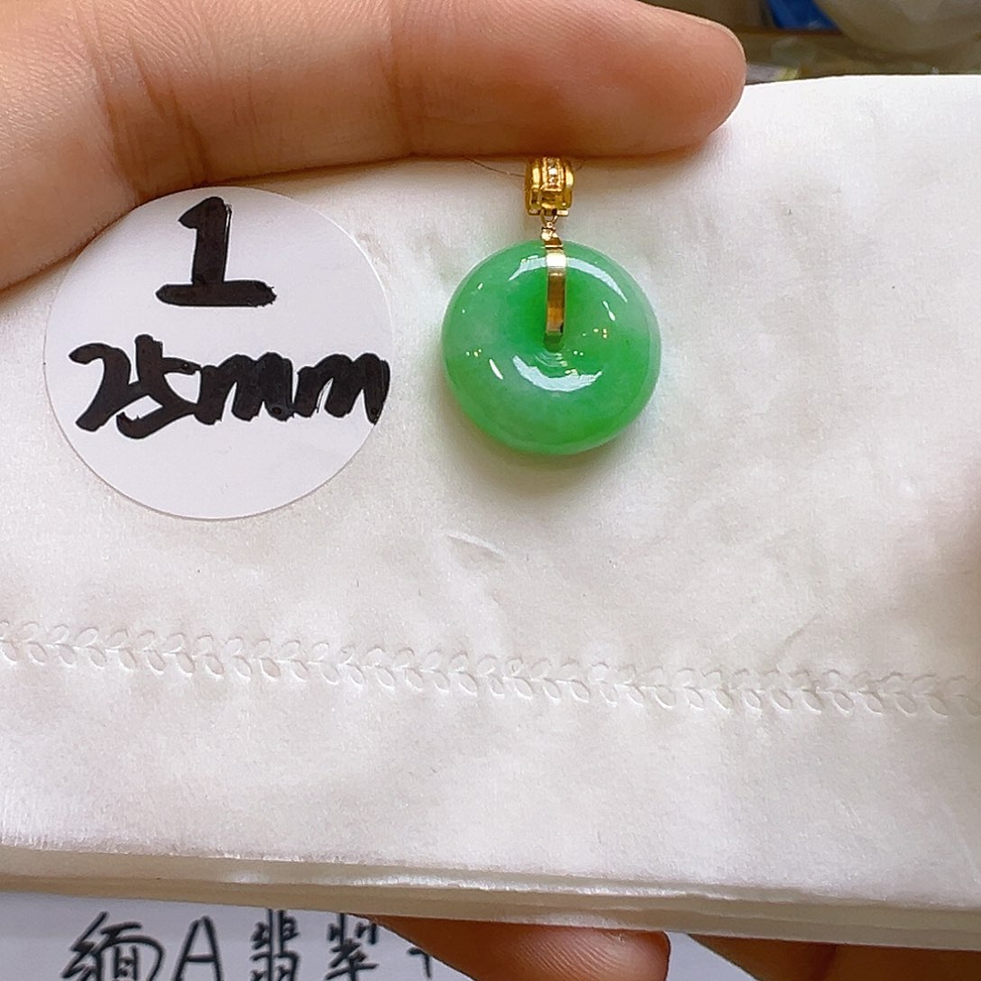 翡翠18K金镶嵌吊坠(不含链)翡翠
